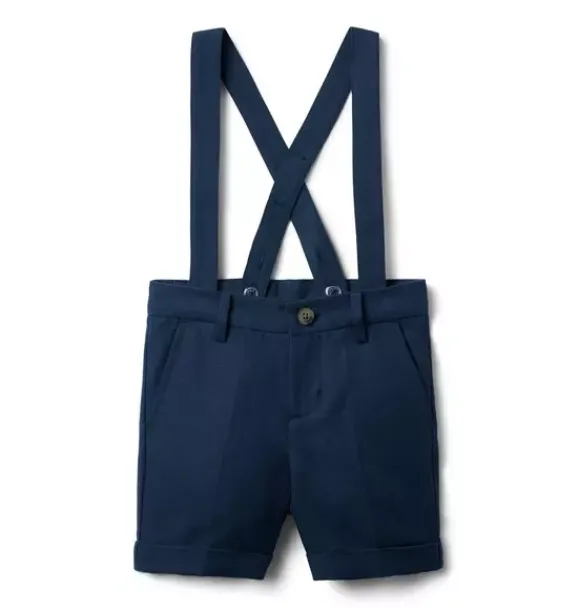 Janie and Jack Suiting|Shorts-Linen-Cotton Suspender Short night sky navy