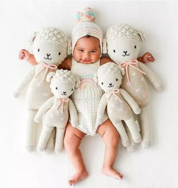 Janie and Jack Stuffed Animals-Little Lucy the lamb light beige