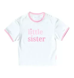 Janie and Jack Kids Clothing-Little Sister Crewneck T-Shirt white/pink