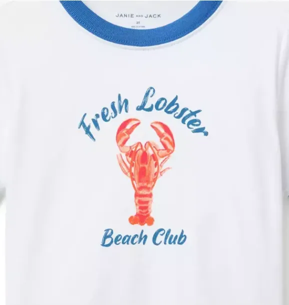 Janie and Jack Tees|Boy-Lobster Beach Club Tee white