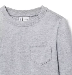 Janie and Jack Tees-Long Sleeve Pocket Tee classic grey heather