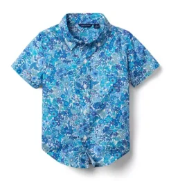 Janie and Jack Swim Outfits|Matching Sets-Margaret Annie Shirt Made With Liberty Fabric blue margaret annie floral