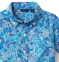 Janie and Jack Swim Outfits|Matching Sets-Margaret Annie Shirt Made With Liberty Fabric blue margaret annie floral