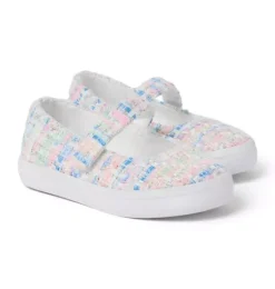 Janie and Jack Shoes-Mary Jane Tweed Sneaker pale pink
