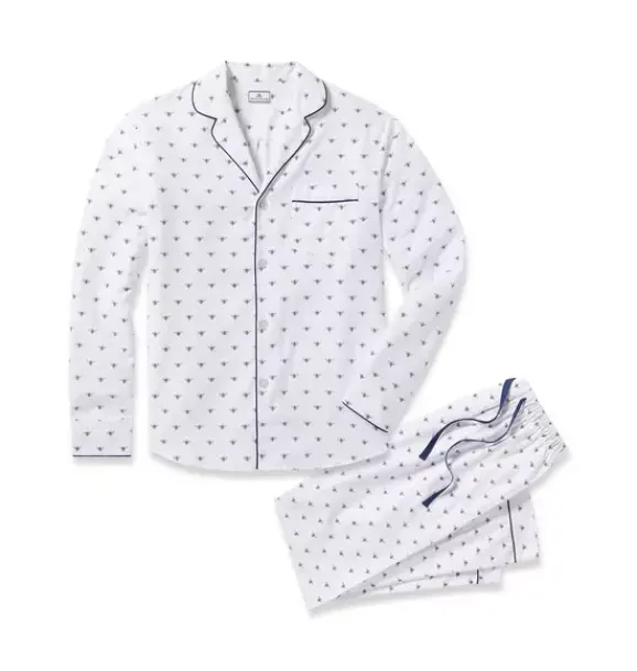 Janie and Jack Adult Pajamas|Petite Plume-Men's Twill Pajama in Buzzing Bees white