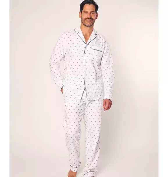 Janie and Jack Adult Pajamas|Petite Plume-Men's Twill Pajama in Buzzing Bees white