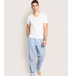 Janie and Jack Adult Pajamas|Petite Plume-Men's Twill Pajama Pants in french blue seersucker