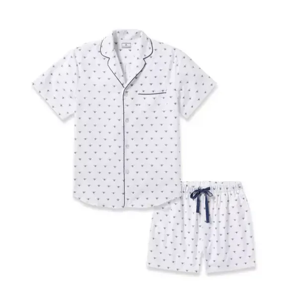 Janie and Jack Adult Pajamas|Petite Plume-Men's Twill Short Set in Buzzing Bees white