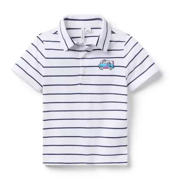 Janie and Jack Polos-Milk Bar x Striped Polo white stripe
