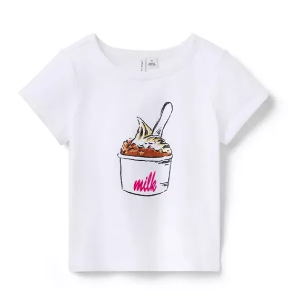 Janie and Jack Short Sleeve Tops-Milk Bar x Ice Cream Tee white