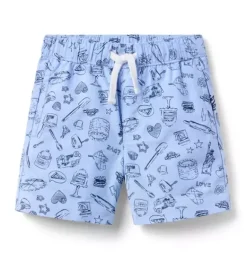 Janie and Jack Shorts-Milk Bar x Oxford Pull-On Short ocean air treats