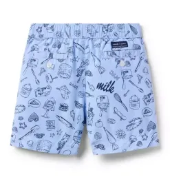 Janie and Jack Shorts-Milk Bar x Oxford Pull-On Short ocean air treats