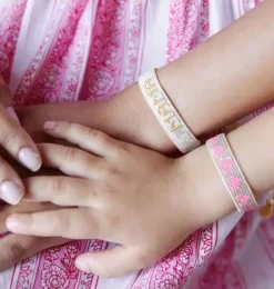 Janie and Jack Adult Accessories|Jewelry-Mini & Me Small White & Gold MAMA + Kids Pink Hearts rainbow