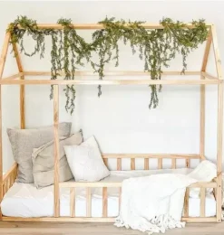 Janie and Jack Toddler Furniture|Bedroom Furniture-Montessori House Bed with Rails / Size Full wood