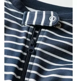 Janie and Jack Baby Pajamas|Family Matching Pajamas-Pima Cotton Romper navy stripe