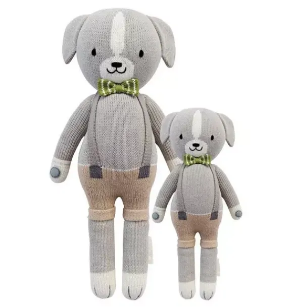 Janie and Jack Stuffed Animals-Noah the dog light/pastel grey