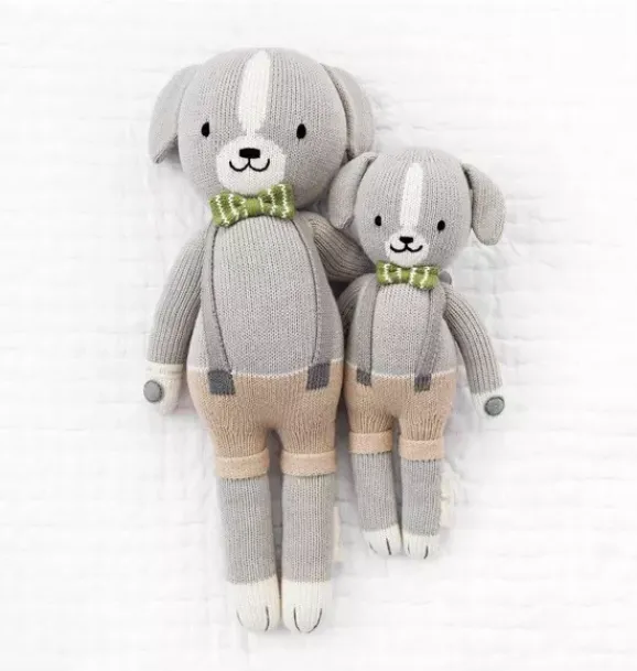 Janie and Jack Stuffed Animals-Noah the dog light/pastel grey