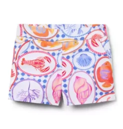 Janie and Jack Swim Outfits|Matching Sets-Ocean Icon Canvas Short white ocean icon
