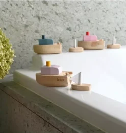 Janie and Jack Bath Toys-Ofune Wind-Up Wooden Boat - Lavender multi