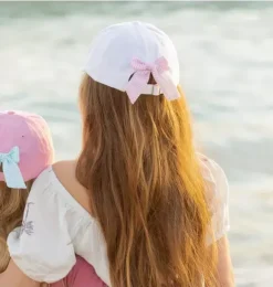 Janie and Jack Kids Accessories-Palm Tree Bow Baseball Hat white