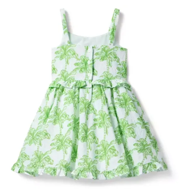Janie and Jack Family Matching|Dresses-Palm Tree Ruffle Dress new leaf palm tree