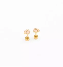 Janie and Jack Kids Accessories|Jewelry-Paw Print Stud Earrings pink