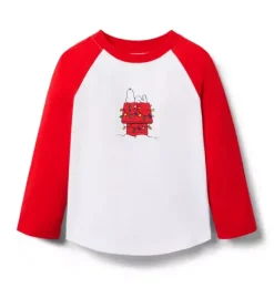 Janie and Jack Tees-PEANUTS™ Snoopy Holiday Raglan Tee bradbury red