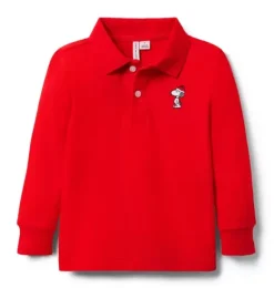 Janie and Jack Polos-PEANUTS™ Snoopy Santa Polo bradbury red