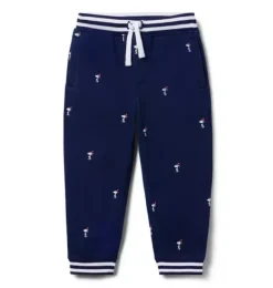 Janie and Jack Pants-PEANUTS™ Snoopy Santa Striped Cuff Jogger merchant marine snoopy santa