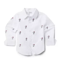 Janie and Jack Shirts-PEANUTS™ Snoopy Santa Poplin Shirt white snoopy santa