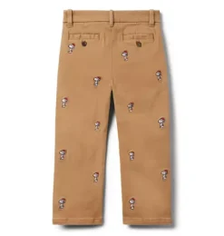 Janie and Jack Pants-PEANUTS&trade; Snoopy Santa Embroidered Twill Pant khaki snoopy santa