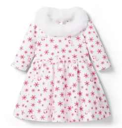 Janie and Jack Dresses-PEANUTS&trade; Snoopy Snowflake Dress ivory snoopy snowflake