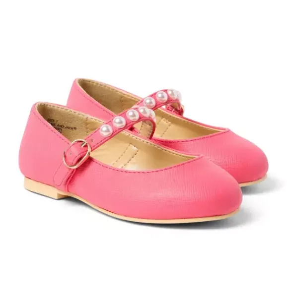 Janie and Jack Shoes-Pearl Ballet Flat bright pink