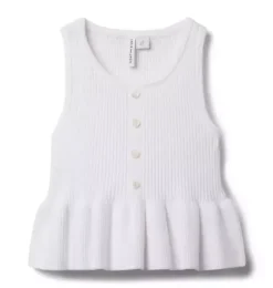 Janie and Jack Sweaters & Sweatshirts-Peplum Sweater Top white