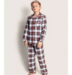Janie and Jack Family Matching Pajamas|Pajama Sets-Petite Plume Balmoral Tartan Pajama Set white tartan
