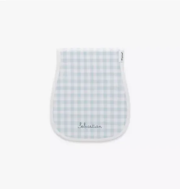 Janie and Jack Nursery-Picnic Gingham Burp Cloth - blue