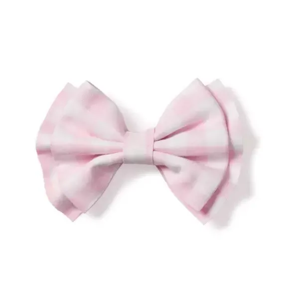 Janie and Jack Kids Accessories|Petite Plume-Medium Hair Bow pink gingham