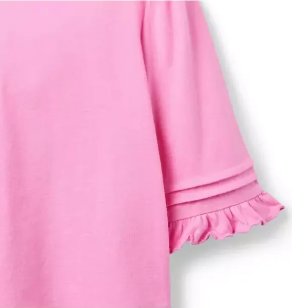 Janie and Jack Long Sleeve Tops-Pintuck Ruffle Sleeve Top preppy pink
