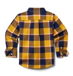 Janie and Jack Shirts-Plaid Flannel Shirt golden glow plaid