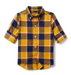 Janie and Jack Shirts-Plaid Flannel Shirt golden glow plaid