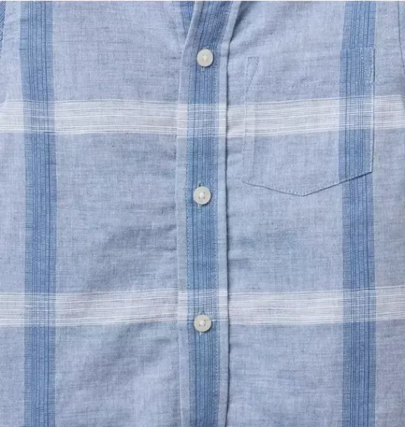 Janie and Jack Shirts-Plaid Linen-Cotton Shirt pebble blue plaid