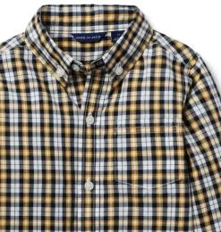 Janie and Jack Shirts-Plaid Poplin Shirt golden pine plaid