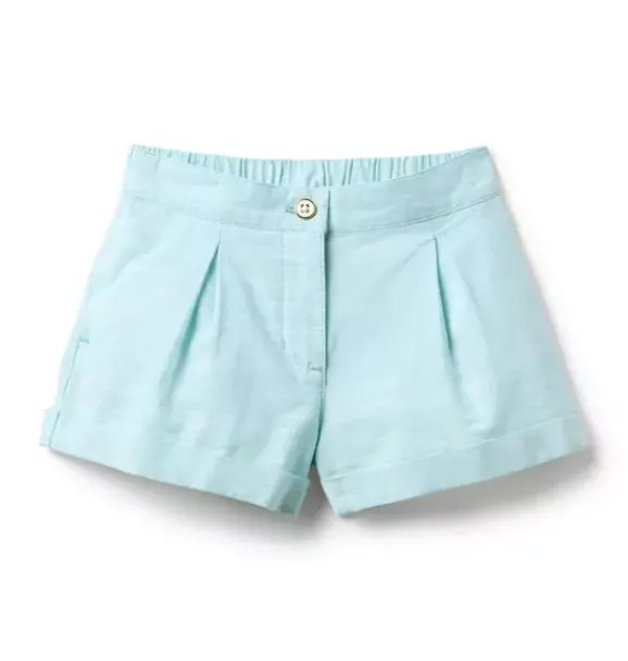 Janie and Jack Skirts & Shorts-Pleated Cuffed Short soft turquoise heather