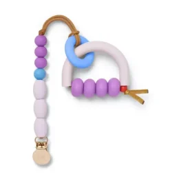 Janie and Jack Teethers And Bottles-Plum Arch Ring Teether + Clip Set purple