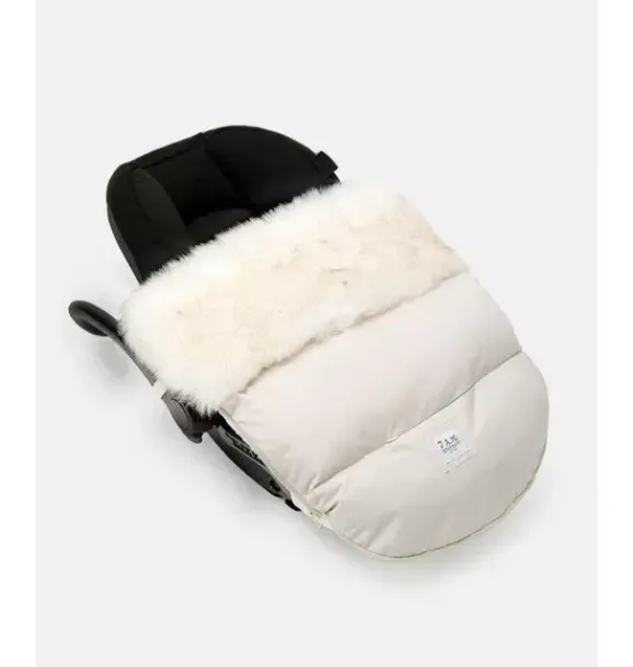 Janie and Jack Strollers-PlushPOD - Tundra Plush heather beige - white faux fur