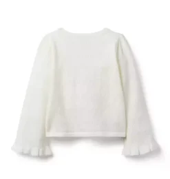Janie and Jack Sweaters & Sweatshirts-Pointelle Bell Sleeve Sweater jet ivory