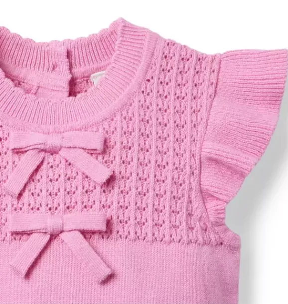 Janie and Jack Sweaters & Sweatshirts-Pointelle Bow Sweater Top raspberry pink