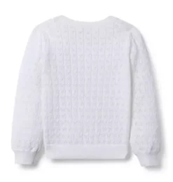 Janie and Jack Sweaters & Sweatshirts-Pointelle Cardigan white