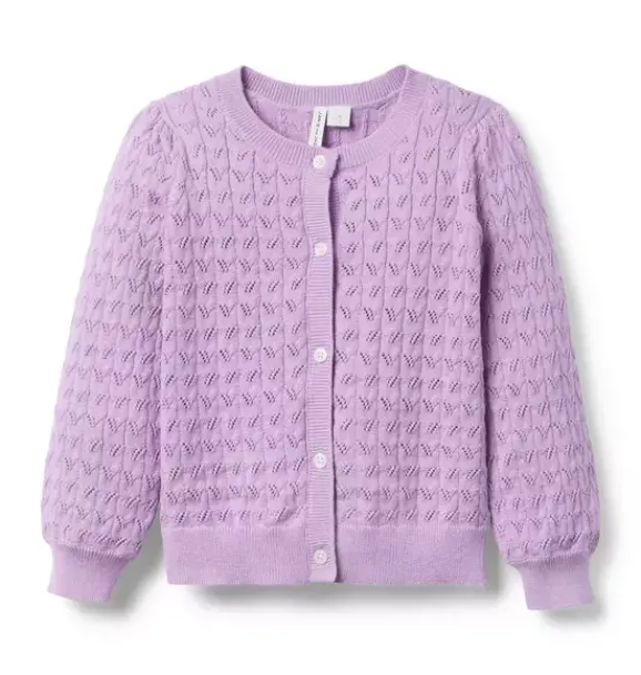 Janie and Jack Sweaters & Sweatshirts-Pointelle Cardigan alpine purple