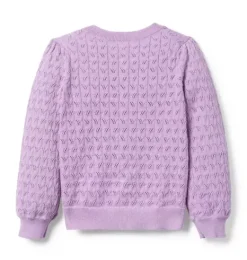 Janie and Jack Sweaters & Sweatshirts-Pointelle Cardigan alpine purple